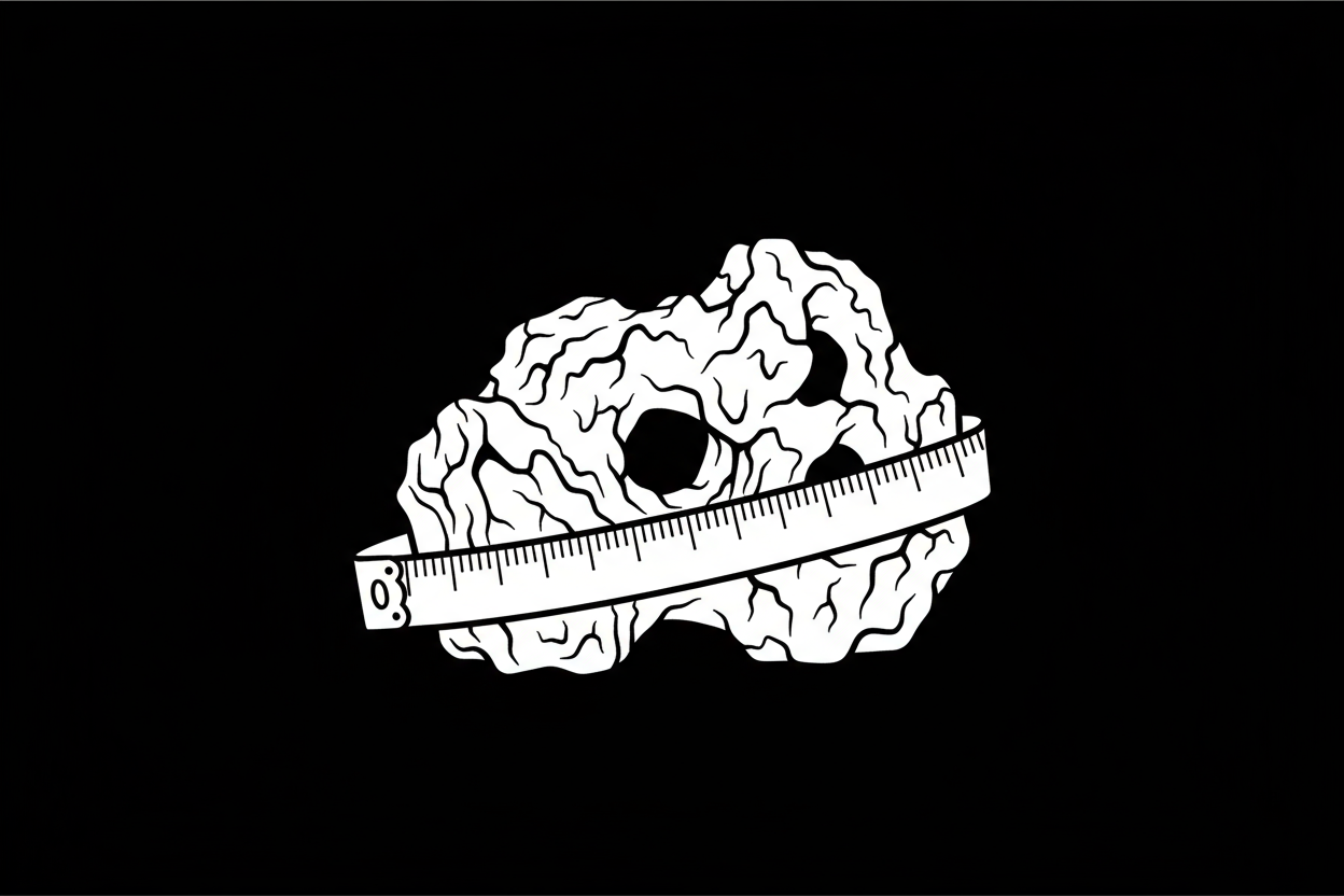 Aquarium rock with tape measure icon on black background