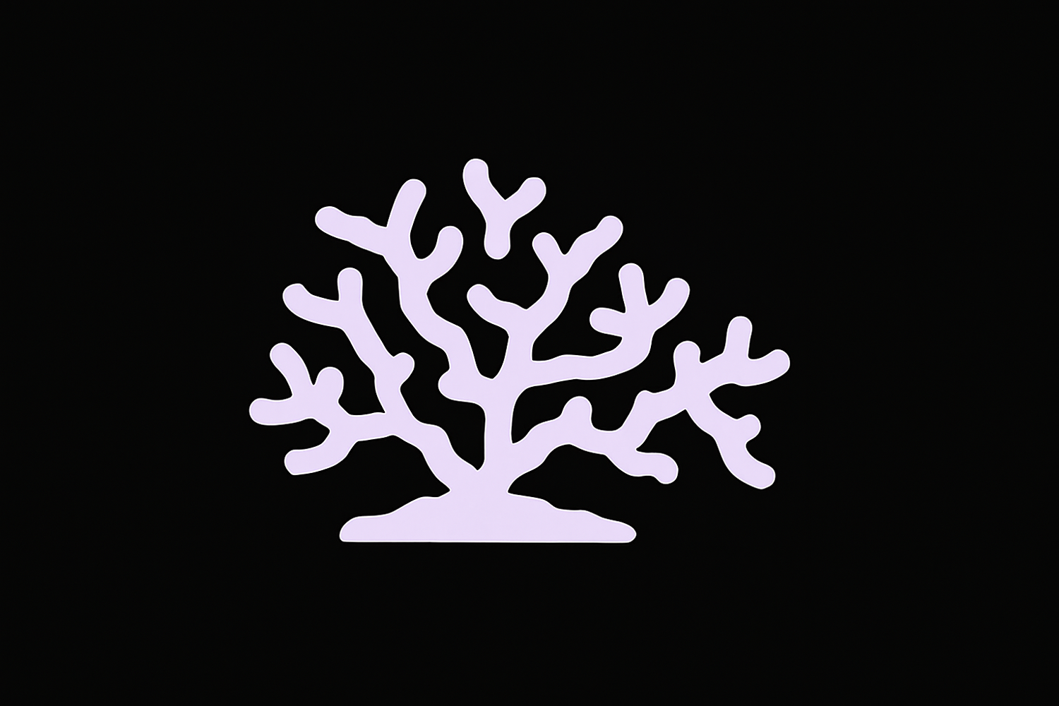 Coral icon with subtle purple hints on black background